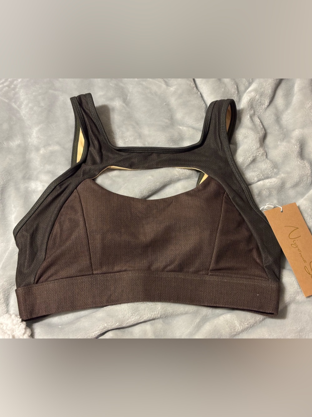 Niyama Sol Brown & Black Cutout Back Sports Bra